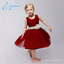 Longueur au genou Scoop Zipper Plus Size Cute Flower Girl Dresses